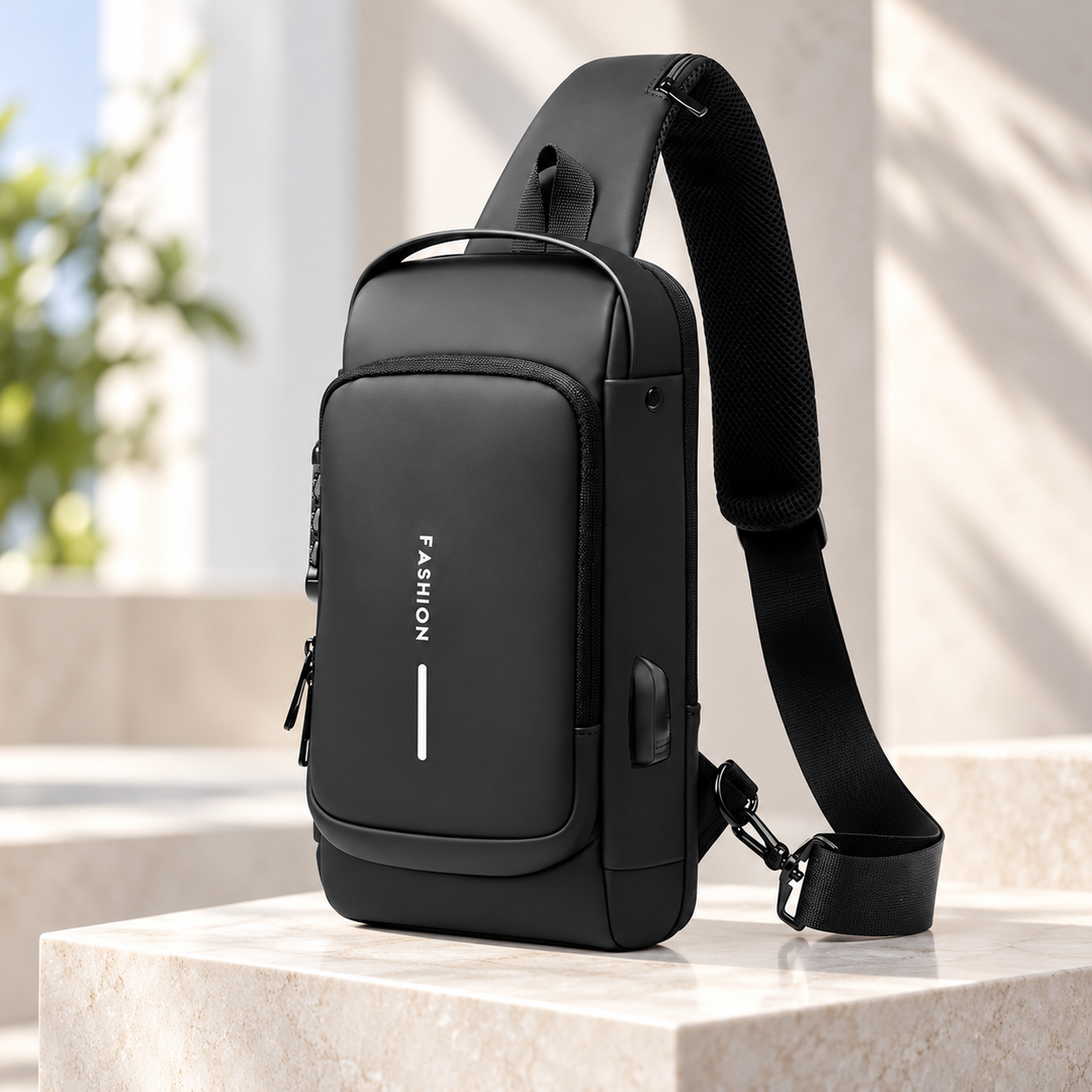 Mens Anti Theft Crossbody Chest Bag with USB Charging Port Sling Bag