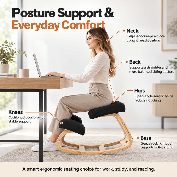Ergonomic Kneeling Chair Cushioned Posture Support Stool