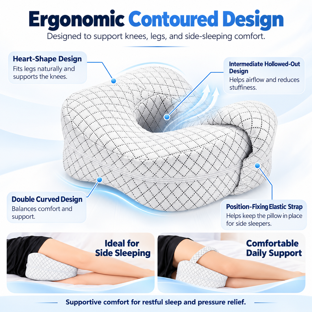 Orthopedic Knee Pillow for Side Sleepers Memory Foam Support
