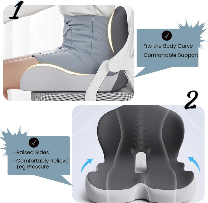 Memory Foam Lumbar Support Cushion and Seat Cushion Set
