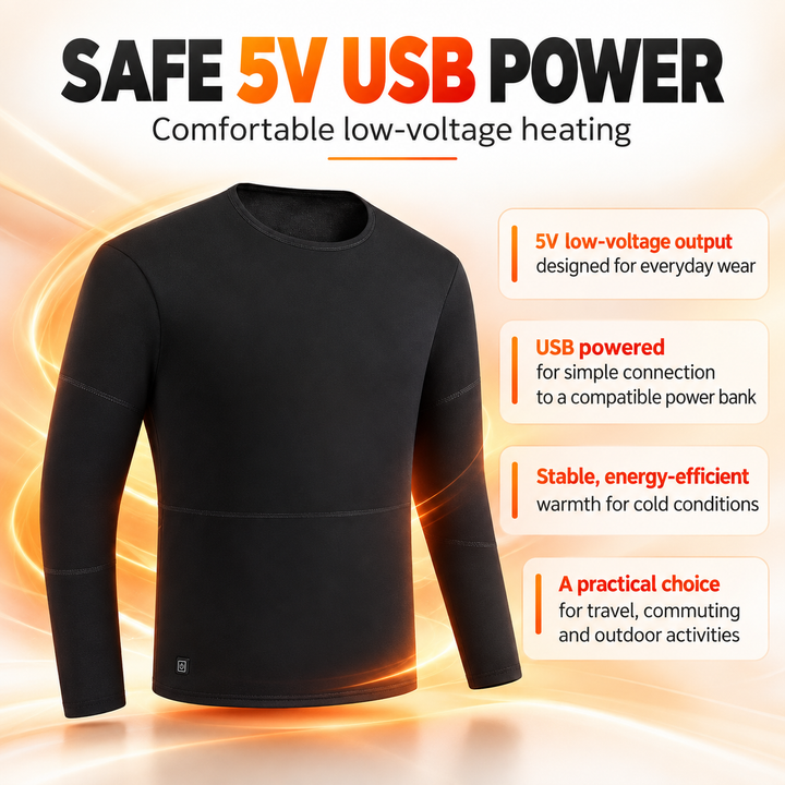 Thermal Heated Top Rechargeable Warming Base Layer for Men and Women
