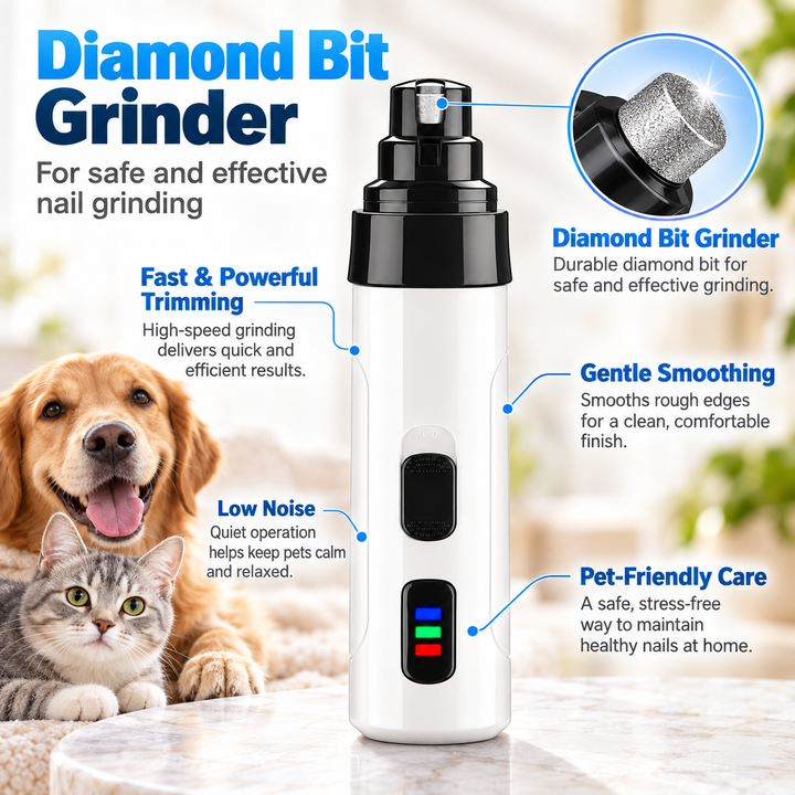 Electric Dog Nail Trimmer Grinder Rechargeable Quiet Clipper