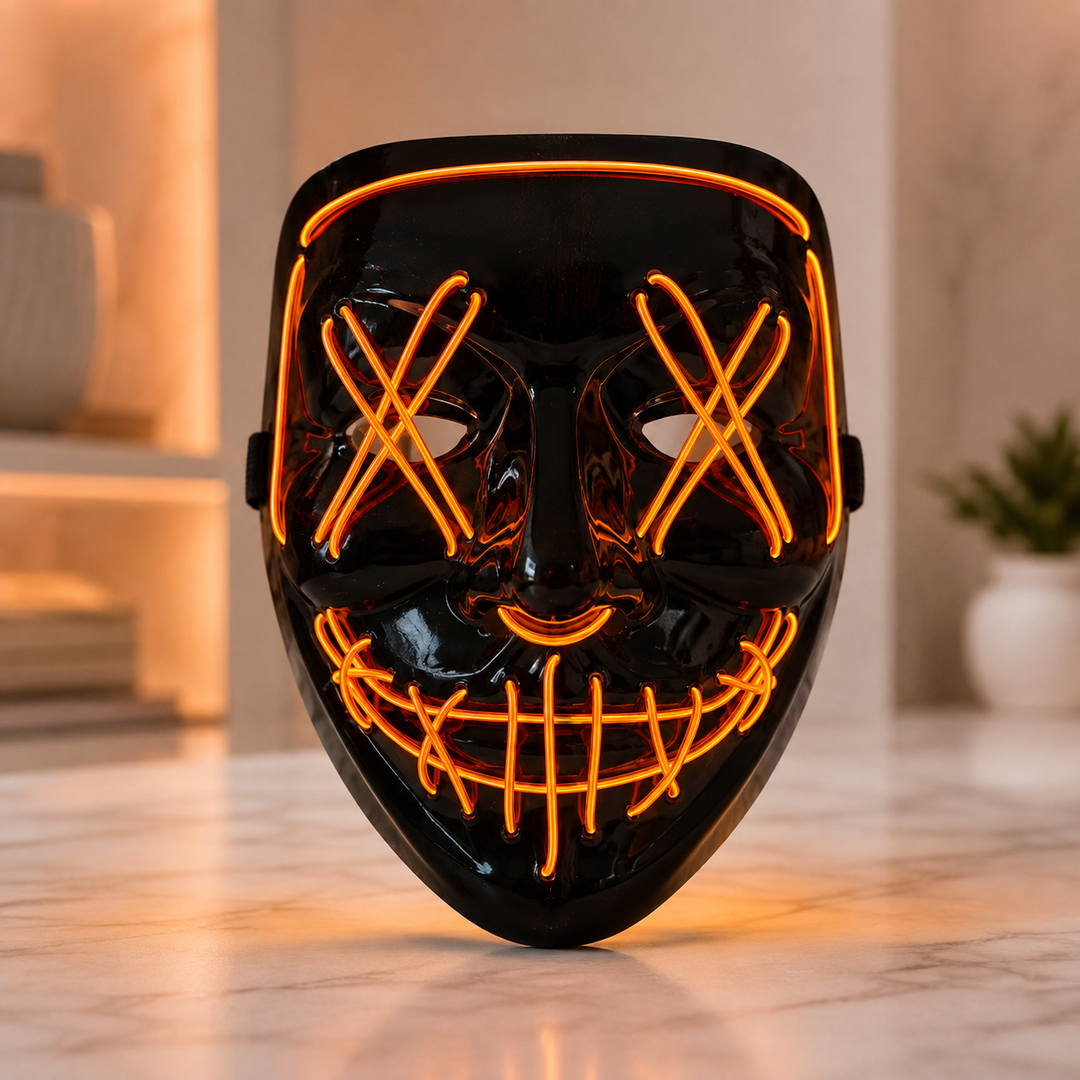 LED Purge Mask Light Up Halloween Scary Glow Adult