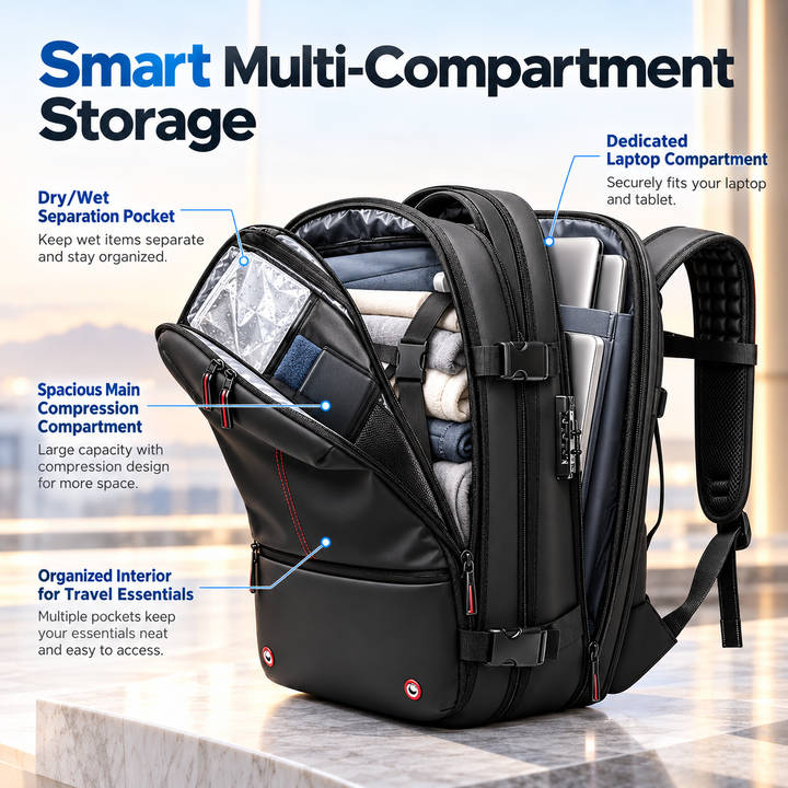 Vacuum Compression Travel Backpack Space Saving Carry Bag