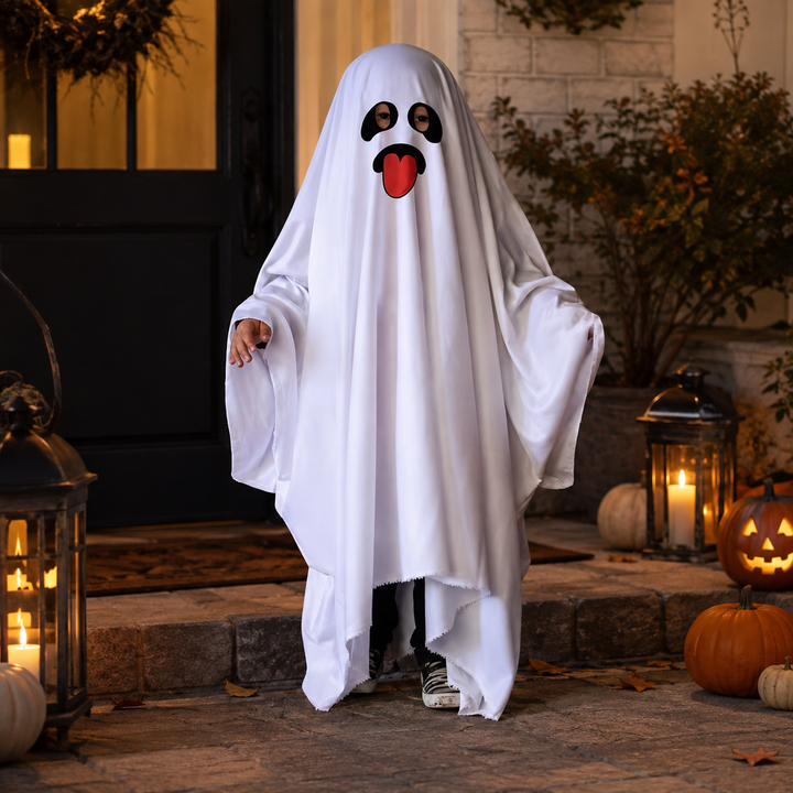 Kids Ghost Sheet Costume with Face Design Halloween