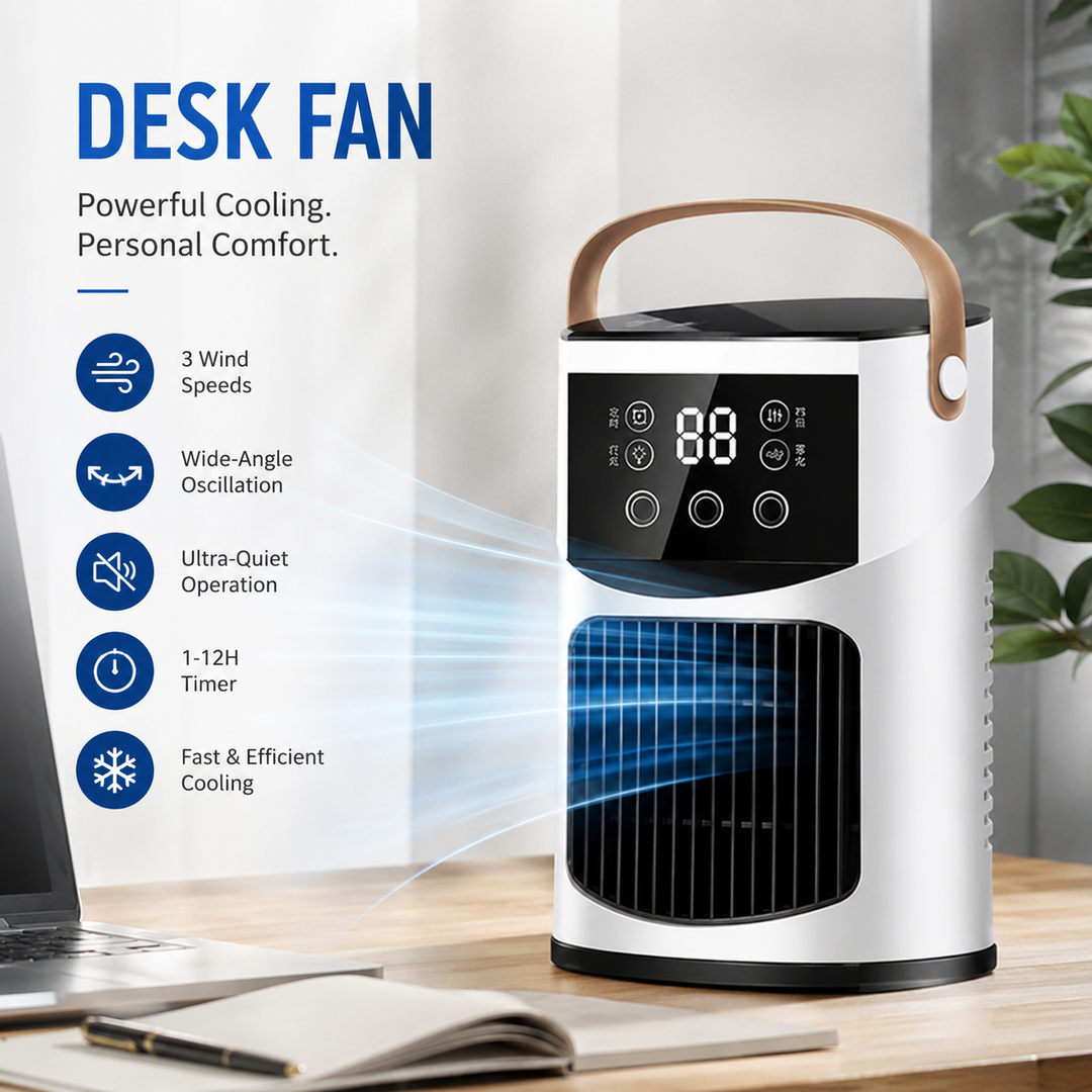 Portable Air Conditioner Desk Fan Humidifier with Timer Quiet Air Cooler
