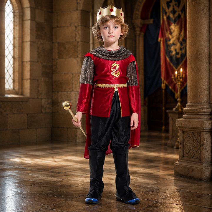 Kids King Costume Set with Crown and Cape Halloween