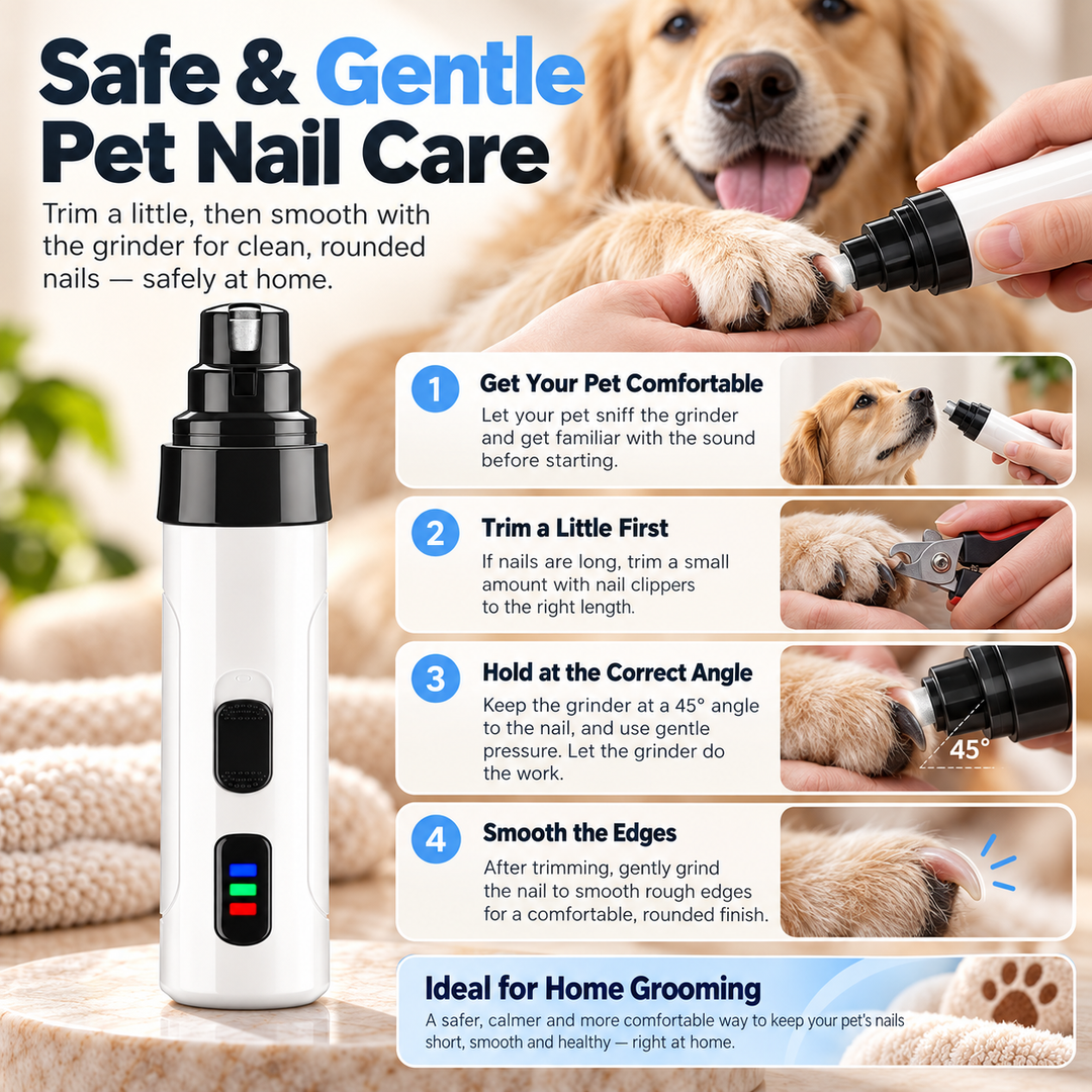Electric Dog Nail Trimmer Grinder Rechargeable Quiet Clipper
