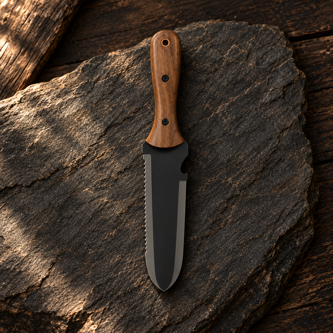 Hori Hori Garden Knife Stainless Steel with Sheath Walnut Handle