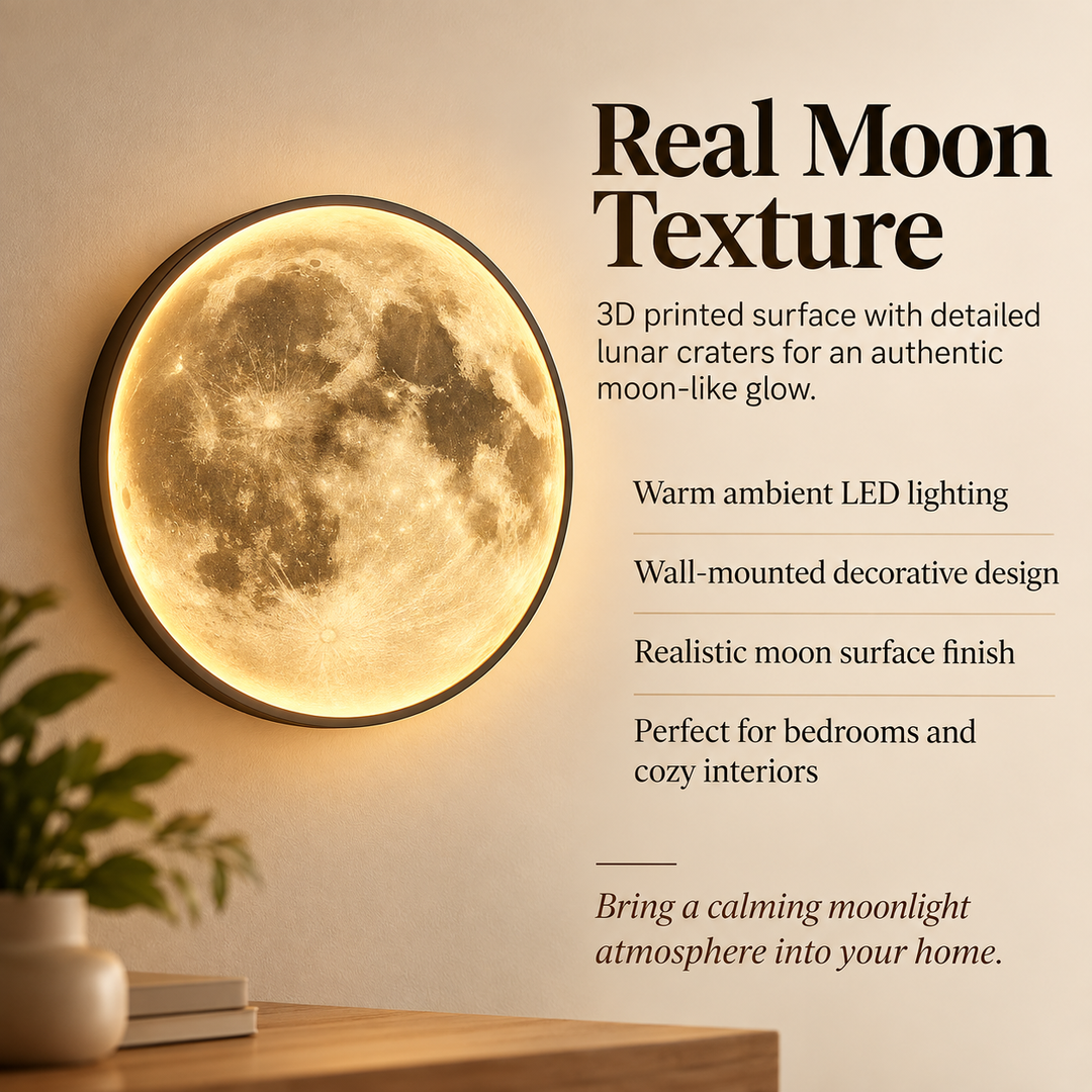 LED Moon Lamp 3D Printed Night Light Adjustable Brightness