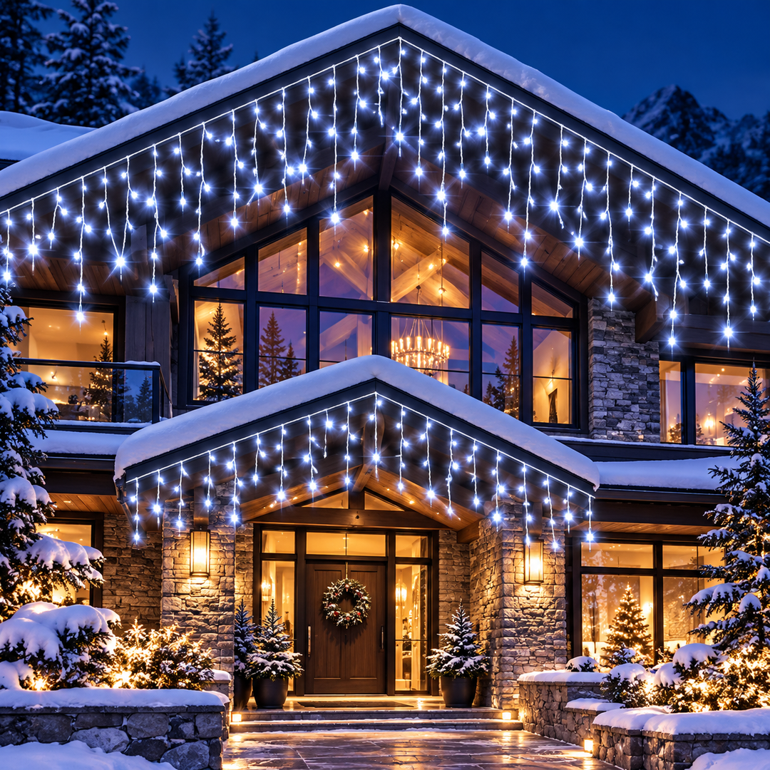 Icicle String LED Lights Warm White Outdoor Christmas Lights