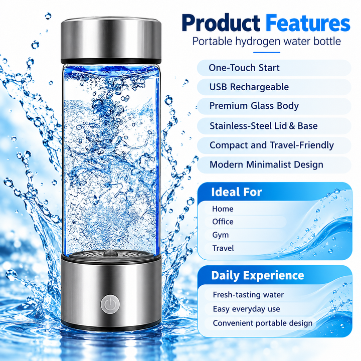 Hydrogen Water Bottle Rechargeable Hydrogen Rich Water Generator