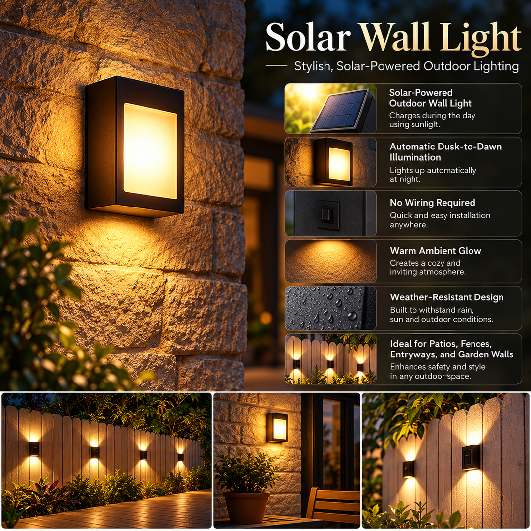 Wireless Solar LED Wall Lights Outdoor Garden Pathway Light