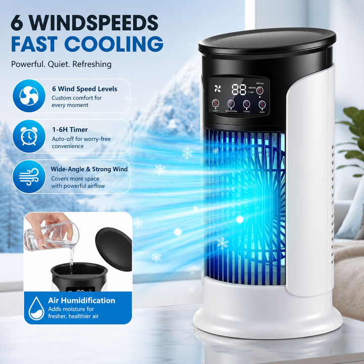 Portable Tower Fan Air Conditioner USB Mini Air Cooler Humidifier