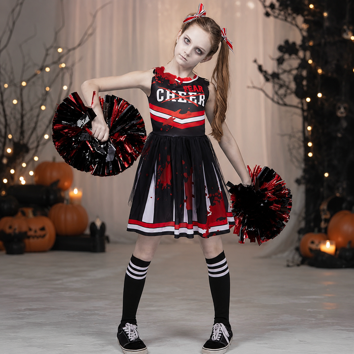 Girls Zombie Cheerleader Costume Halloween Performance