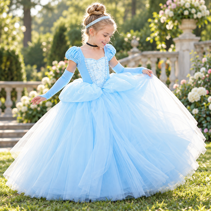 Girls Cinderella Princess Dress Costume Fancy Dress Party Ball Gown