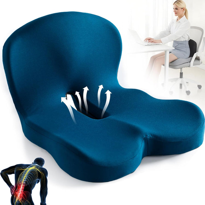 Memory Foam Lumbar Support Cushion and Seat Cushion Set