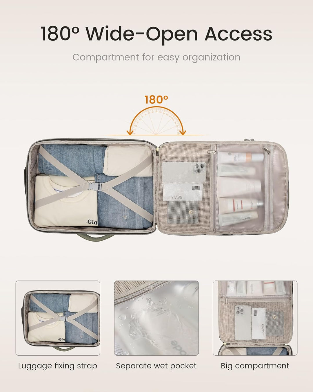 40 Liter Travel Backpack with Packing Cubes Set Backpack Luggage Organizer
