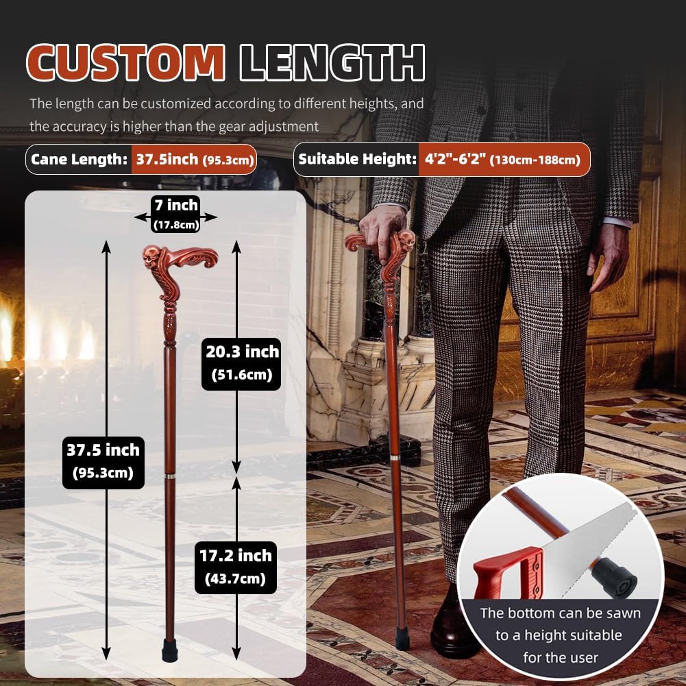 Wooden Straight Walking Cane Adult Mobility Support Stick