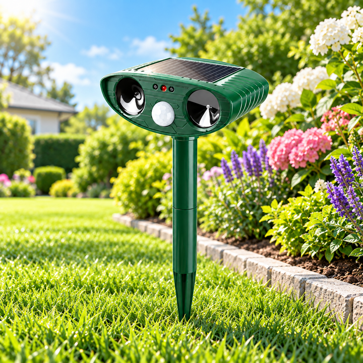 Solar Ultrasonic Animal Repeller Cat Fox Deterrent for Garden