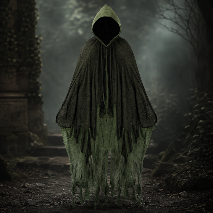 Adult Tattered Hooded Cloak Cape Grim Reaper Costume