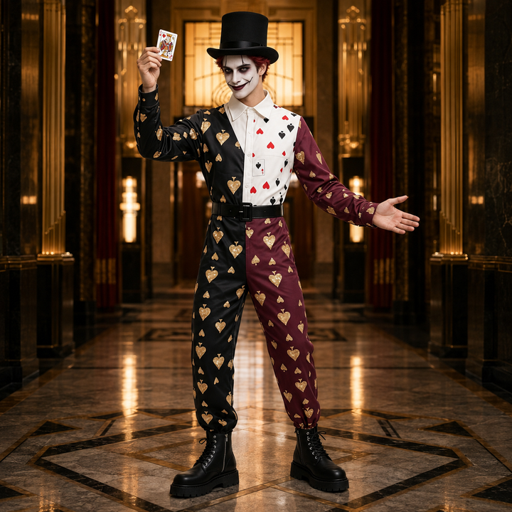 Playing Card Circus Costume Jumpsuit Adults Halloween Cosplay