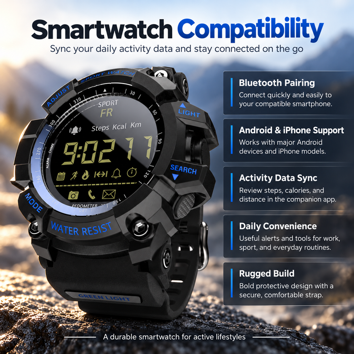 Military Smart Watch Rugged Waterproof Outdoor Fitness Tracker Watch