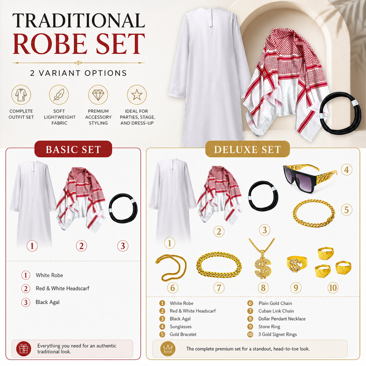 Mens White Robe and Headscarf Costume Nativity Halloween