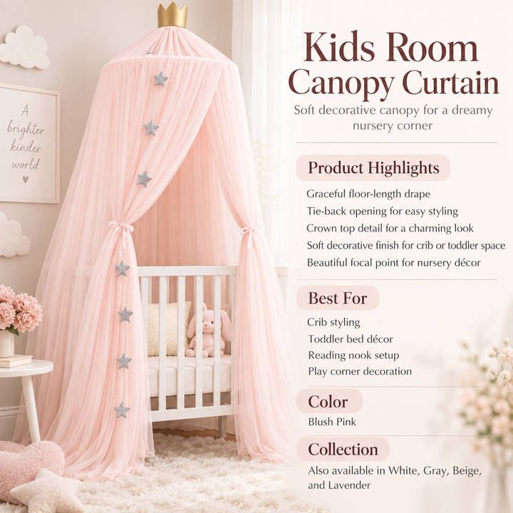 Baby Bed Curtain Round Crib Canopy Mosquito Net for Nursery Cot