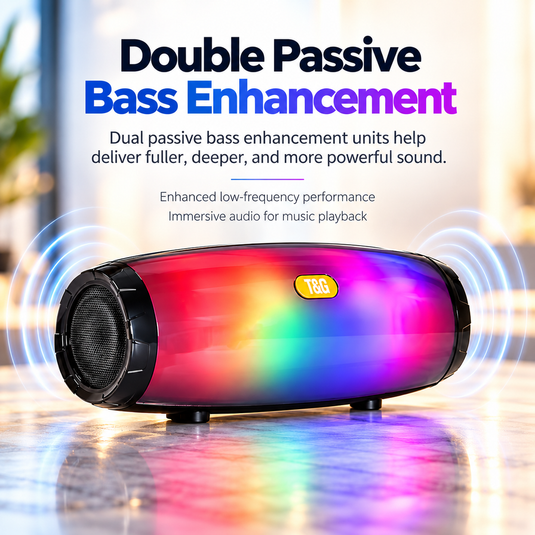 Bluetooth LED Speaker Wireless Portable RGB Light Bass Home Party