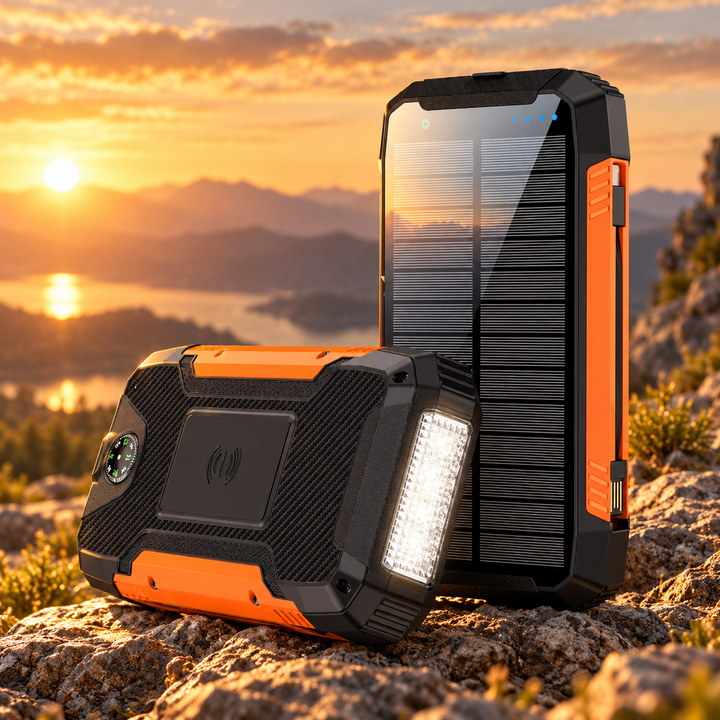 30000mAh Solar Power Bank Wireless Waterproof Portable Charger