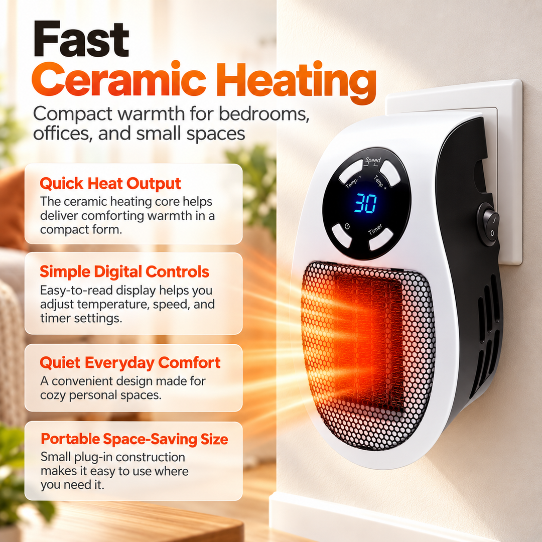 Compact Electric Heater Portable USB Plug In Space Heater