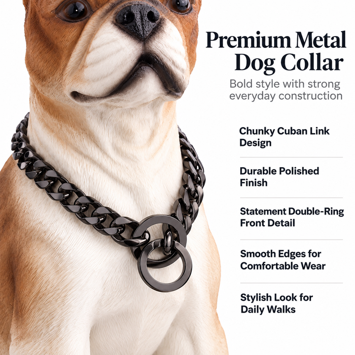 Hip Hop Cuban Chain Dog Collar 15mm Stainless Steel Pet Collar