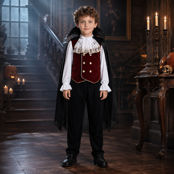 Girls Vampire Costume with Cape and Vest Halloween