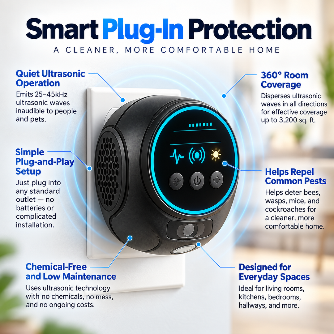 Ultrasonic Bee Wasp Repellent Chemical Free 360 Coverage Plug In