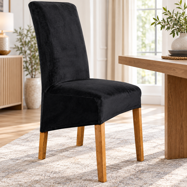 Stretch Velvet Dining Chair Covers Soft Non Slip Seat Protectors