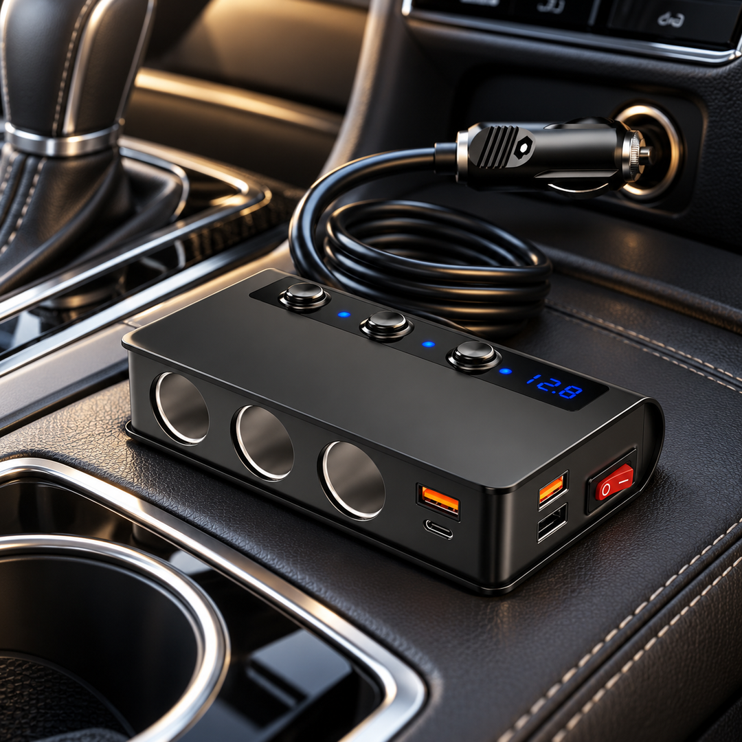 4 Port Car Charger Adapter Cigarette Lighter Socket Splitter USB