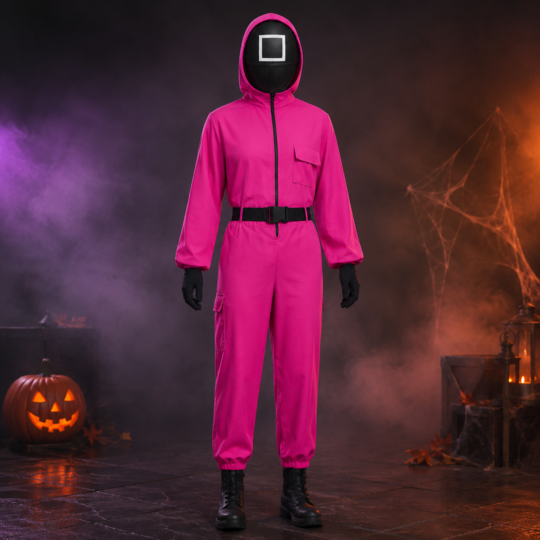 Group Rose Red Jumpsuit Costume with Mask Adults Halloween