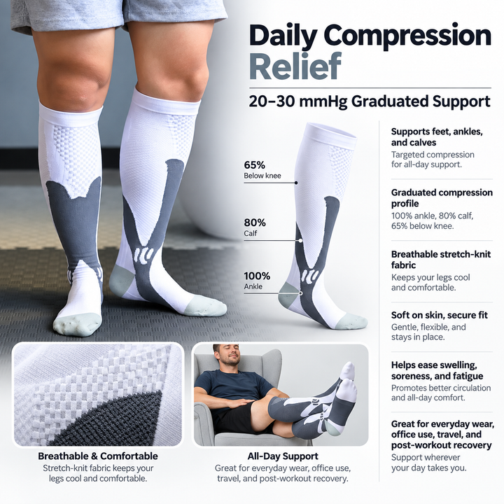 Wide Calf Compression Socks Plus Size XXL 20 30 mmHg Men Women