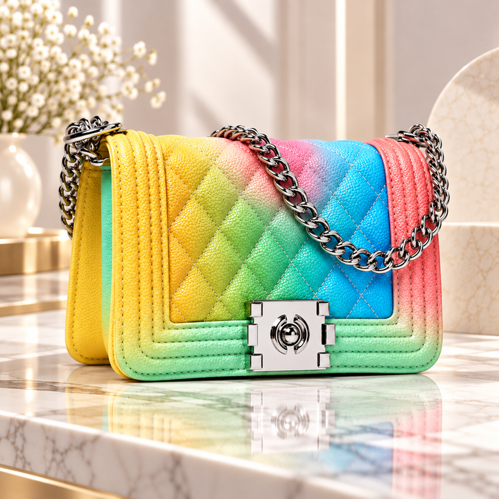 Cross Body Rainbow Purse Colourful Shoulder Handbag for Women