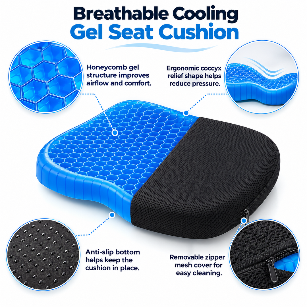 Orthopedic Gel Seat Cushion Tailbone Pain Relief Office Chair