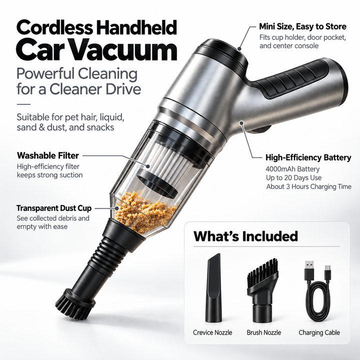 Handheld Car Vacuum Cleaner Cordless Portable Vac