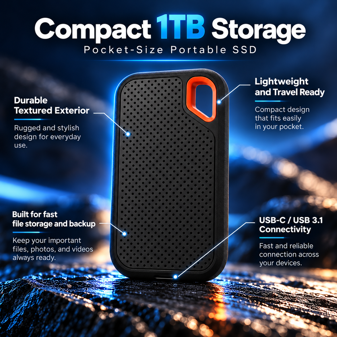 1TB External SSD Portable USB 3.1 Solid State Drive for PC Mac Phone
