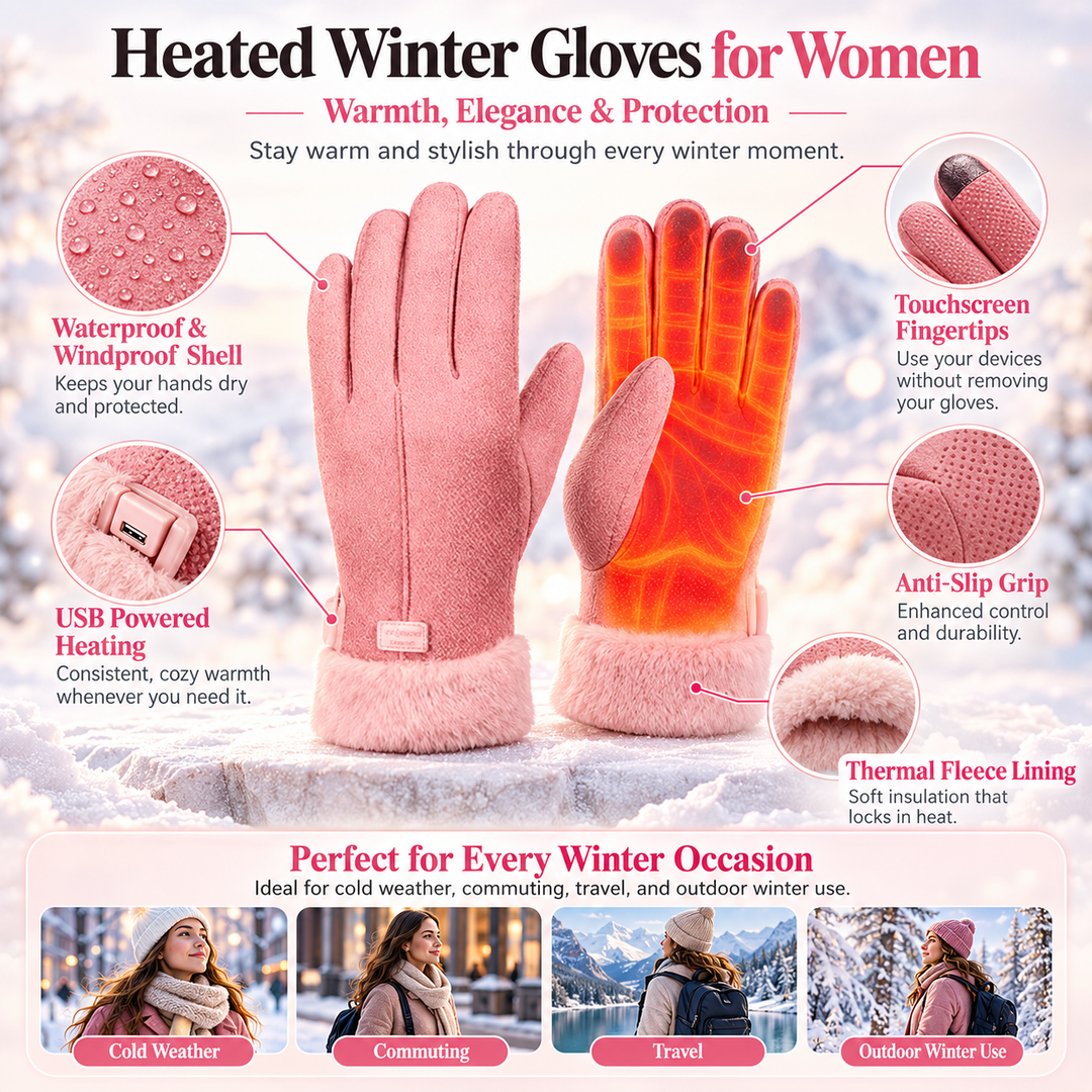 Heated Gloves for Women Thermal Waterproof Touchscreen Winter