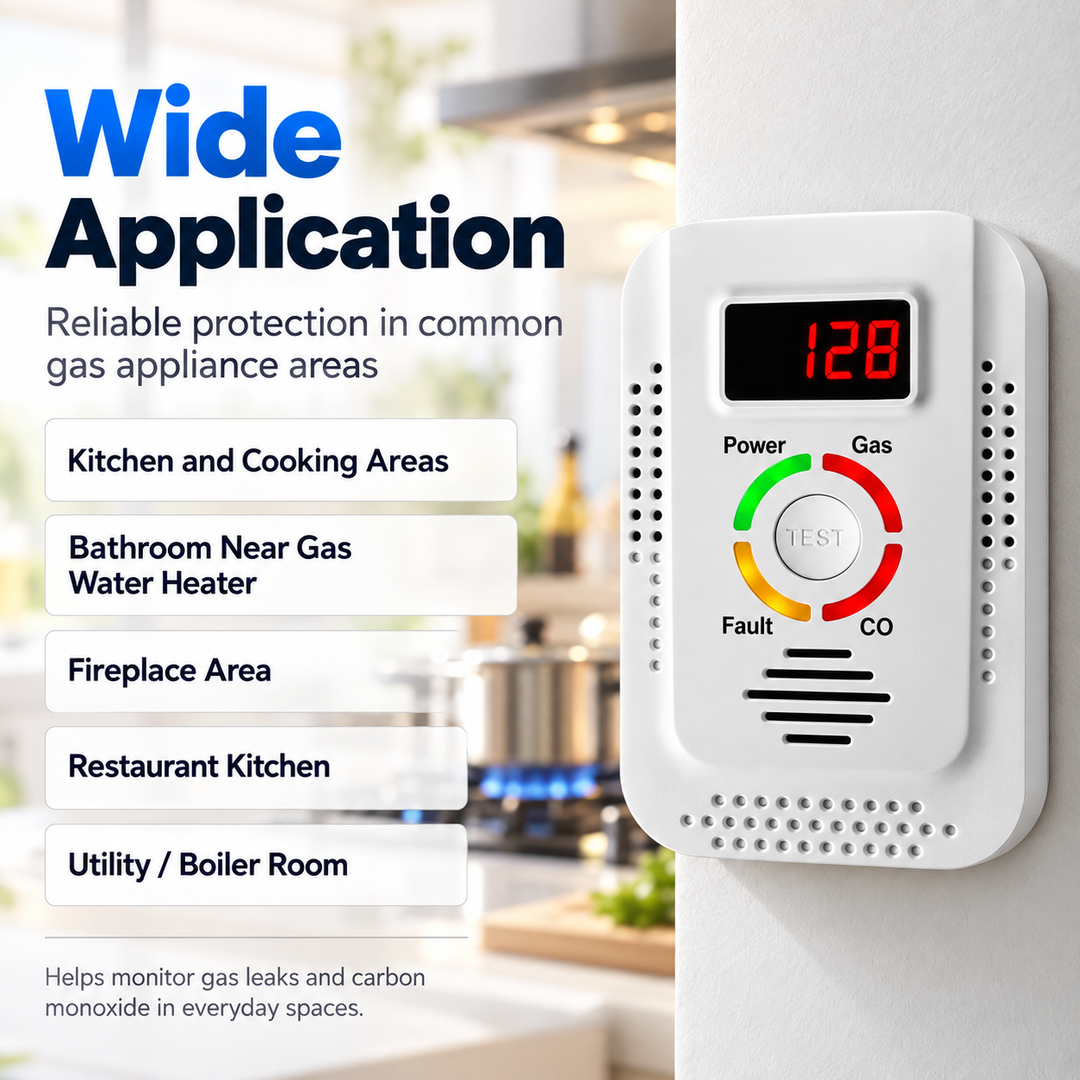 Gas Leak and Carbon Monoxide Detector Alarm for Home Safety