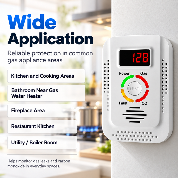 Gas Leak and Carbon Monoxide Detector Alarm for Home Safety