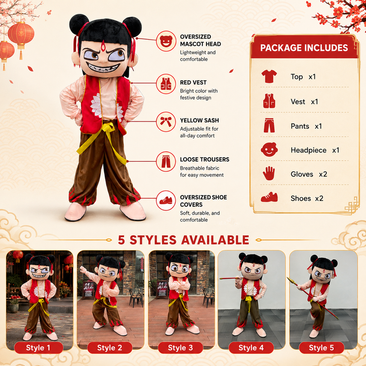 Nezha Warrior Boys Mascot Costume Halloween Cosplay