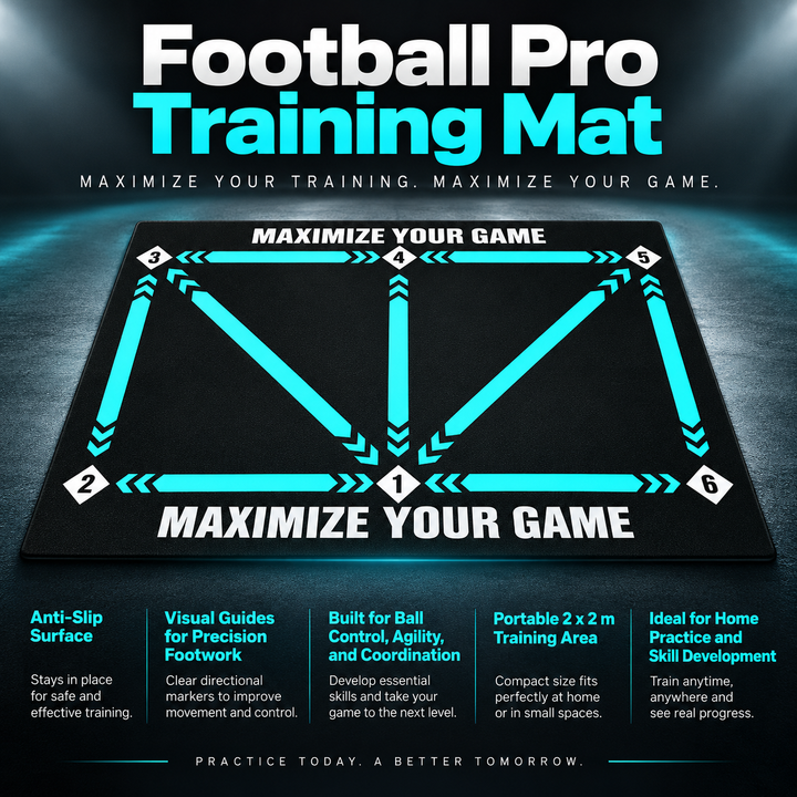 Football Training Mat Anti Slip 2x2m Skills Video Program