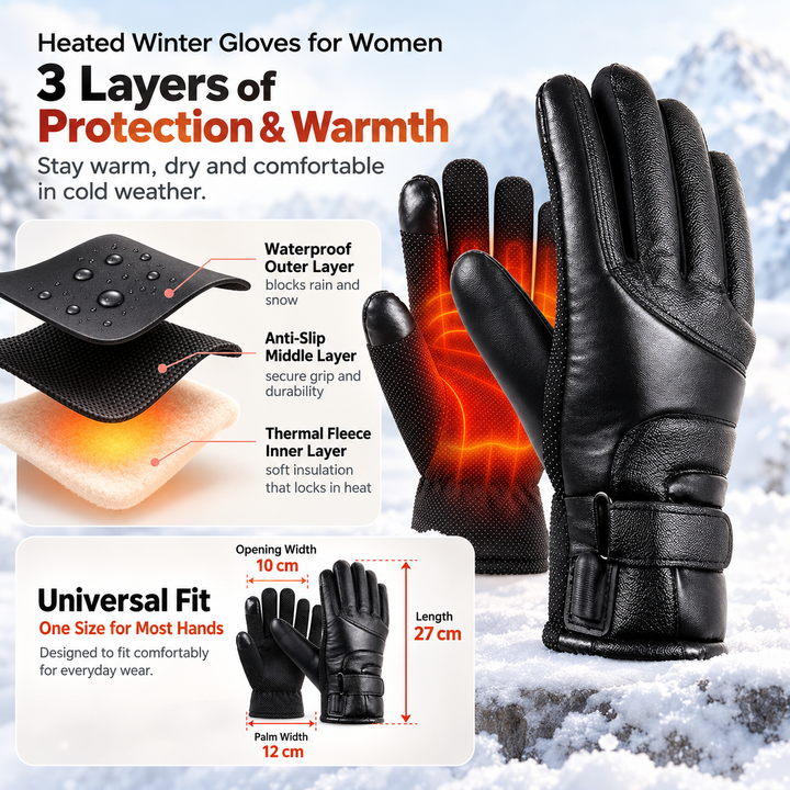 Heated Gloves for Women Thermal Waterproof Touchscreen Winter