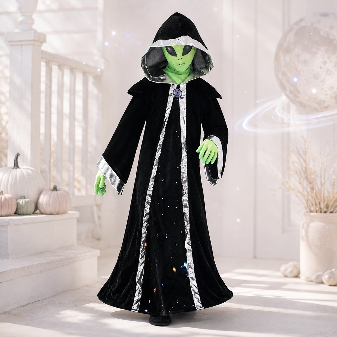 Kids Alien Boss Costume Hooded Robe with Mask Halloween